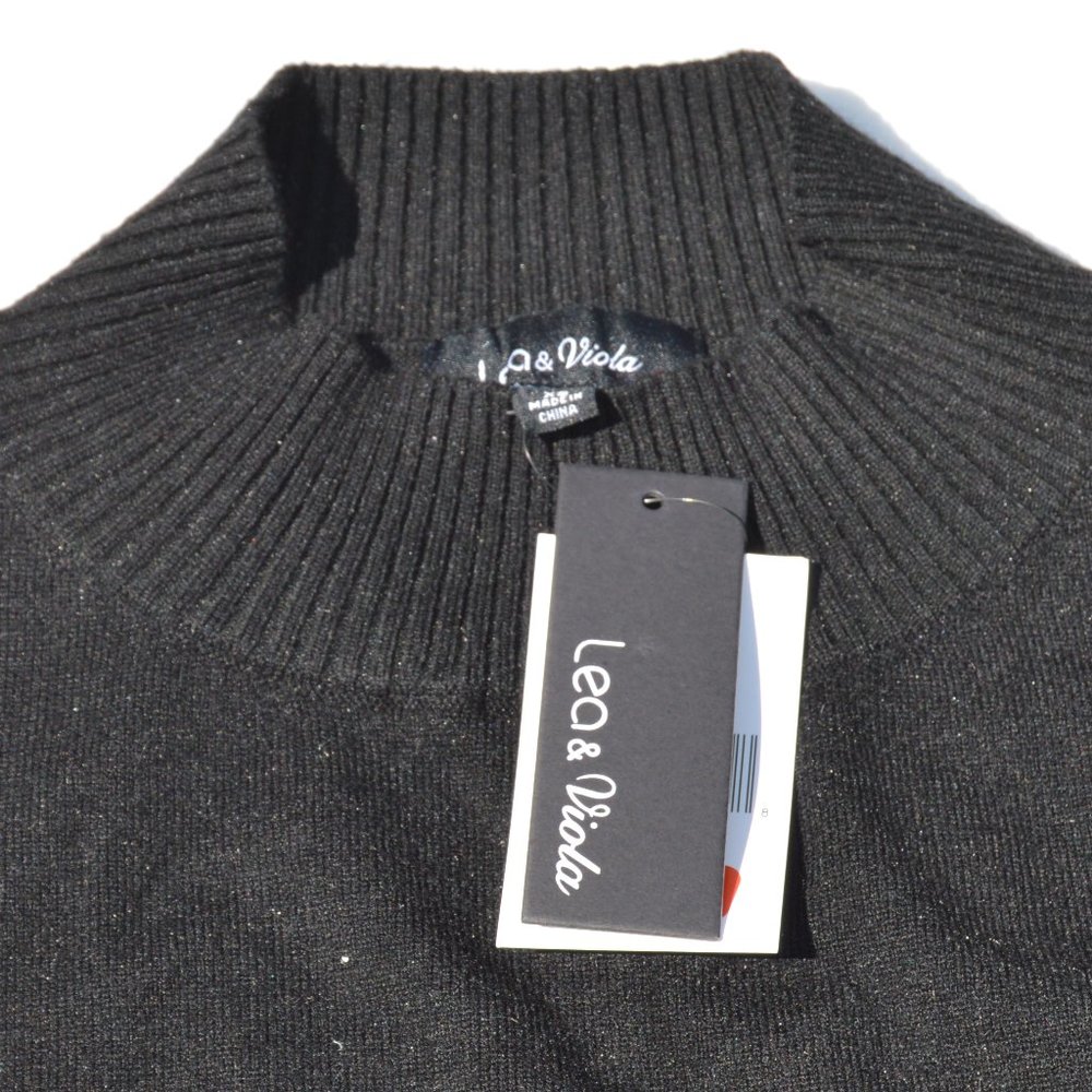 Lea & Viola Mockneck Sweater Black Size XS (New).
